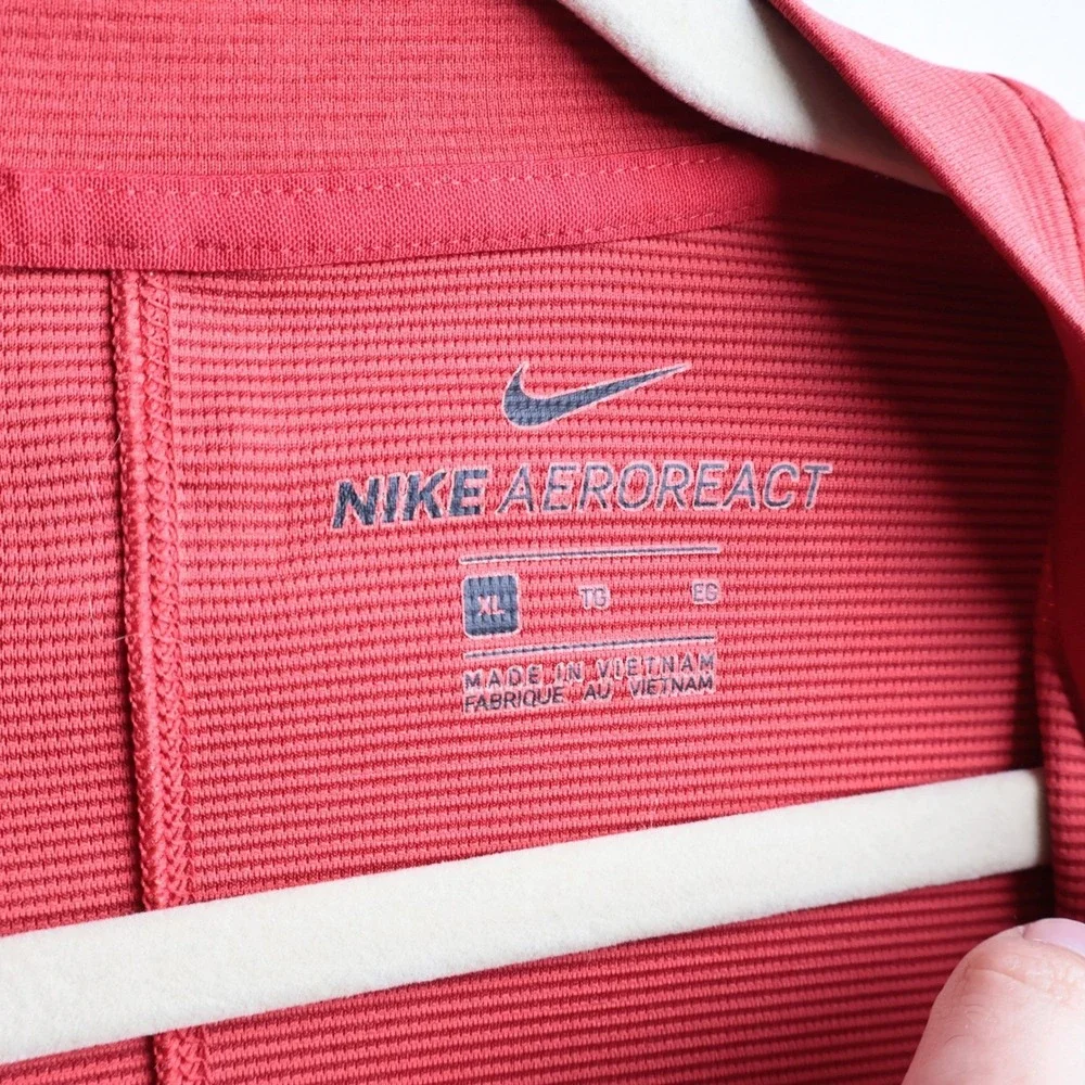 Nike Tiger Woods AeroReact Golf Polo Shirt Red Henley Mens XL BV1315-687